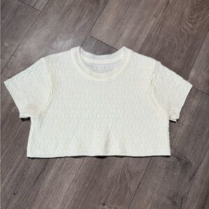 SHEIN Off-White Textured Crop Top